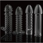 Reusable condom lube Textured Extender Sleeve screw thread Penis cover Cock Ring dildo sheath Condoms coque Sex Toys for Men