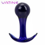 VATINE Blue Glass Pyrex Crystal Butt Plug Anal Plug Sex Products Sex Toys for Women Men Prostate Massager Butt Stimulation