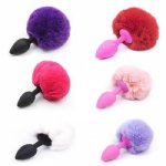 Fox, 6 color for choose Silicone anal plug beads butt fox tail ball insert gay anus Erotic sex toys for men women
