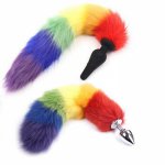 Fox, Colorful Stainless Steel Silicone Fox Tail Anal Sex Toys Butt Plug Fetish Anal Tail Plug Sex Product for Couple Games Role Play