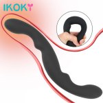 Ikoky, IKOKY Double Ended Dildo Sex Toys for Lesbian Dual Penis Head Female Masturbator Penis Wand Massager Stick Anal Plug Silicone