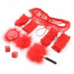 Lace Six-piece Set Nipple Stickers For Women 5-Piece Set Feather Feminine Handcuffs Adult Sex Toys