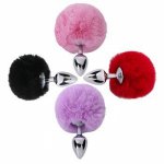 Anal Toy Butt Plug with Crystal Jewelry Smooth Touch Stainless Steel Bunny Tail Anal Plug Anal Sex Toys for Woman Men Gay