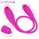 VATINE Dual Ended Long Vibrator 7 Speeds Clitoris Stimulator Double Head Tongue Vibrator Butt Plug Sex Toys for Women