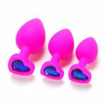 Rose red Purple Bblack Red 3pcs/set Anal SexToys Color Sequins Large Medium And Small Silicone Massage Plug Adult Sex Game Toys.