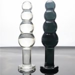 Black large artificial Pyrex Glass dick crystal dildo penis Anal Beads big ball butt plug masturbate adult sex toy for women men