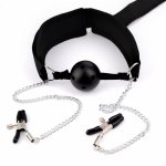 Nylon anti-back Handcuffs Women Back Bondage Strap with Neck Collar Silicone Open Mouth Ball Sex Toys for Couple Sex SM Game
