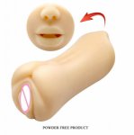 Silicone Mouth/Vagina Double Tunnel Male Masturbator Adult Sex Toy For Men Fake Pussy Oral Sex Deep Throat Masturbation Cup