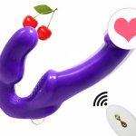 10 Speed Strapless Strapon Dildo Vibrator Wireless Remote Women Double Vibrating Lesbian G Spot Adult Sex Toys for Female Couple