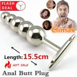 Big Metal Anal Butt Plug G spot Stimulator Stainless Steel Dildo Clip Booty Beads Adult Products Unisex Sex Toys for Men Couple