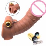 New Reusable Silicone Condom Sleeve Realistic Penis Cock Extensions Sleeve Bigger Dick Enhancer Condom Vibrator For Men Sex Toys