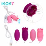 Ikoky, IKOKY Tongue Vibrator Breast Nipple Licking Sex Toys for Adults Women Vagina Clitoris Stimulator USB Vibrating Egg Sex Shop