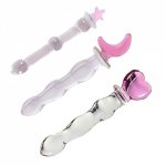 Crystal Glass Wand Heart Massager Moon Star Dildo Amal Bead for Beginner Anal Trainner Sex Toys Women Men Adult Product