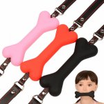 silicone open mouth gag bone type gag ball bdsm bondage kit sex restraints sex slave fetish erotic toys adult games for couples
