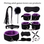 10PCS Set Stimulate Bondage Restraints leather Plush BDSM Sex Handcuffs Whip Erotic Sex Toys For Couples Adults