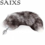 Fox Tails Anal Plug Anal Sex Toys Big Real Silver Fox Tails Metal Butt Plug Couple Erotic Cosplay Wolf Tail Drop shipping