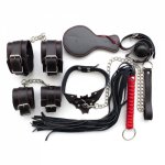 7 Pcs/set Sex Products Erotic Toys for Adults BDSM Sex Bondage Set Ankle Handcuffs Mouth Gag Whip Neck Collar Sex Toy For Couple