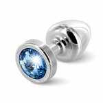 Diogol, Plug analny ozdobny - Diogol Anni Butt Plug 25mm Okrągły Srebrny z Niebieskim