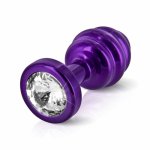 Diogol, Prążkowany ozdobny plug analny - Diogol Ano Butt Plug Ribbed  Purple 25mm Fioletowy