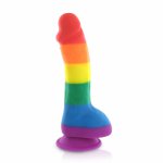 Pride Dildo, Tęczowe dildo z jądrami LGBT - Pride Dildo Silicone Rainbow Dildo with Balls 