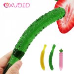 EXVOID Adult Products Sex Toys for Women Men Banana Cucumber Anal Plug Glass Dildo Fruit Crystal Butt Plug G-spot Massager