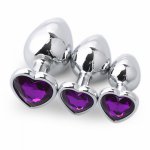 3PCS/lot Heart Shape Anal Plugs Small Medium Large Size Stainless Steel Anal Beads Metal Butt Plug Anal Dilator Sex Toys for Men