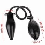 Unisex Anal Butt Plug Silicone Inflatable Air Bag Sex Toy Adult Backyard Massager Black