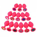 Small Medium Large Silicone Butt Plug with Crystal Jewelry Smooth Touch Anal Plug No Vibration Anal Sex Toys for Woman Men Gay