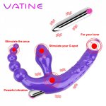 VATINE Strapless Strapon Dildo Vibrators Anal Plug Sex Toys for Adult Double-heads Vibrator for Women Lesbian