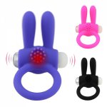 RINARIN Rabbit Penis Vibrator Ring Elastic Vibrating Cock Silicone Ring Delay Ejacualtion Clitoris Stimulater Sex Toys for Men
