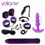  9 Pcs/Set Bondage with Vibrator  Sex Toys for Couples Nylon Nipple Clamps Handcuffs Eye Mask Erotic Toys for bdsm women