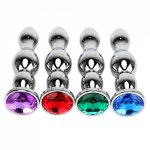 Prostate massage gem anal plug male and female large sex toys stainless steel metal anal beads long ass plug