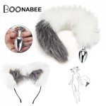 Fox, Cute ears Headbands with Fox Tail Metal Butt Plug Anal Plug Erotic goods Cosplay Accessories Adult Sex Toys for Couples