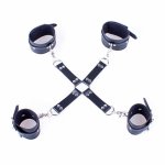 PU Leather Cross Wrist Ankle Cuffs Adult Games Cosplay Fetish Bondage Restraints Hand Cuffs Foot Cuffs Bdsm Sex Toy for Couples