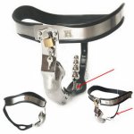 Male Chastity Belts Stainless Steel One Wire or T Chastity Device with Anal Plug Sex Slave BDSM Lockable Cage for Men G7-4-99