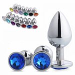 S/M/L Metal Anal Gay Sex Toys Butt Plug Massager with Crystal Jewelry for Men Women Adult Sex Toys Plug