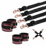 Under Restraint Bed Bondage Handcuffs Rose Gold Metal Buckle SM Couple Games Flirt Adults Wrists & Ankle Cuffs Toy Sex Products
