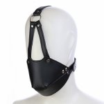 Adult Games Sex Product Fetish Hood Headgear With Mouth Ball Gag PU Leather BDSM Bondage Sex Mask Hood Toys For Couples for sex