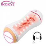 IKOKY Automatic Voice Male Masturbator Cup Sex Toys for Men Soft Pussy Sex Machine Sucking Vibration Real Vagina Sex Products