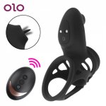 OLO 10 Speeds Vibrating Penis Rings USB Charging Delay Ejaculation Cock Ring Vibrator Adult Toys Tongue Lick Clitoris Vibrators