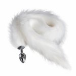 Zerosky, Long White Fox Tail Anal Plug  Fetish Sex Products Toys For Women Silicone Metal Two Styles Zerosky