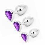 Heart Shaped Anal Plug 3pcs S/M/L Metal Butt Plug Unisex With Crystal Jewelry Men Women For Gay Couples SM Toys Adults Sex Shop