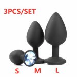 3pecs Safe Silicone Butt Plug With Crystal Jewelry Anal Plug Vaginal Plug Sex Toys For Woman Men Anal Dilator for Gay prostate