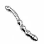 stainless steel double large metal fake dildo G Spot anal beads plug P-spot prostate massager stick vaginal sex toy for woman