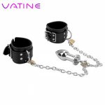 VATINE Anal Plug Sex Restraints with Anal Plug Adult Products Erotic Leather Wrist Cuff Handcuff Bondage Kit Sex Toys For Women