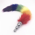 Fox, Stainless Steel Anal Plug Butt Plug Anal Dilator Toys Colourful Fox Tail Anal Bead Tail Anal Sex Toys for Women Men H8-102F