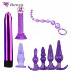 7PCS Anal Plug Penis Ring Soft Silicone Anal Butt Plugs Dildo Massaging Vibrator Kit Set Beginner Adult Sex Toys for Men/Women