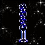 Blue glass anal sex toys crystal glass butt plug Spiral thread glass anal buttplug adult sex toys for men gay