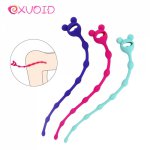 EXVOID Pull Ring Anal Plug Beads Ball Vagina Clit Orgasm Soft Silicone Adult Products Long Butt Plug Anal Sex Toys for Women Men