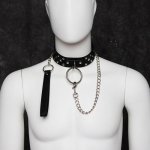 Sexy PU Leather Chain Collar with Leash BDSM Bondage Fetishs Necklace Adult Lingerie Sex Accessories for Woman Jeux Sexuel